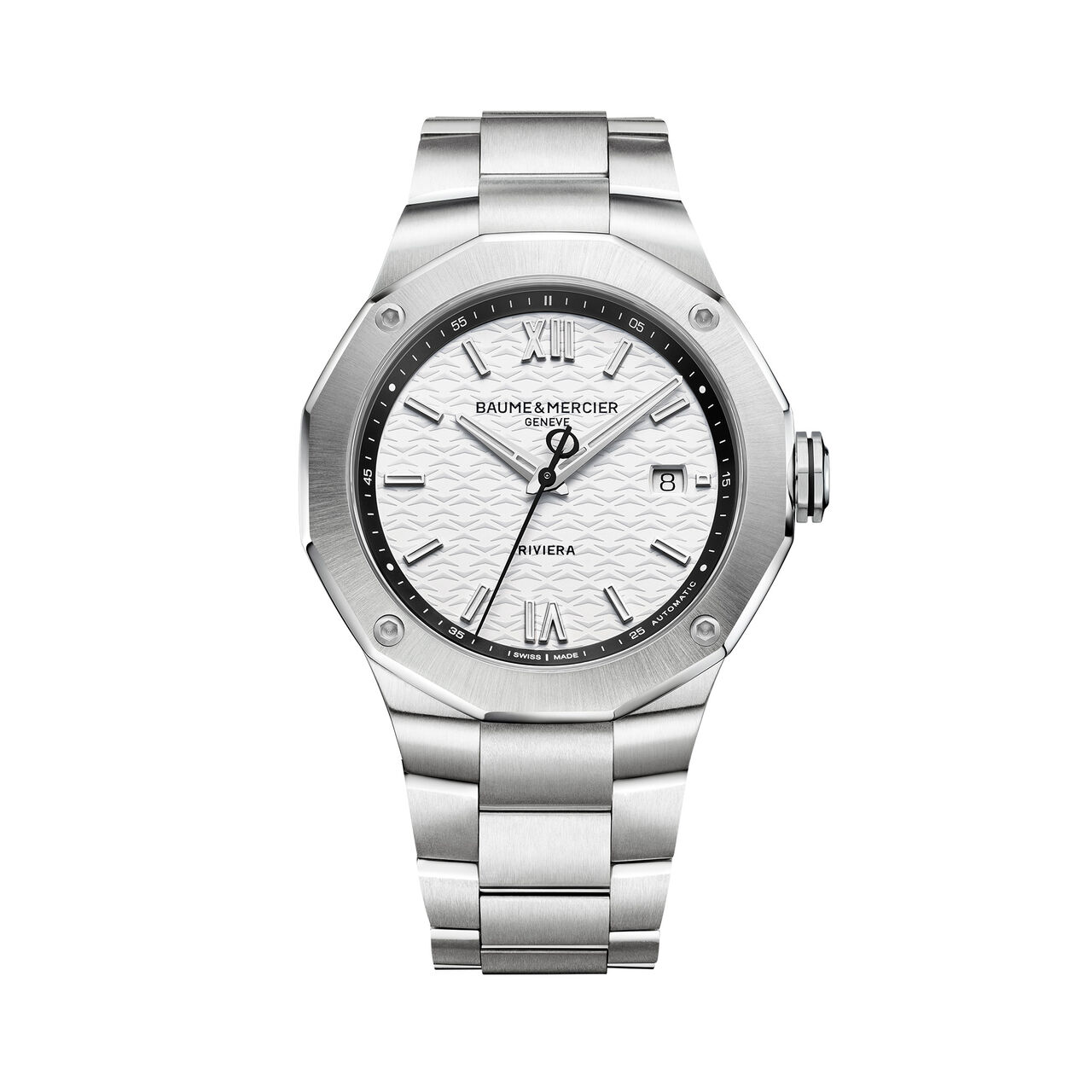 Men's Baume & Mercier Riviera Automatic 42 mm Stainless Steel Watch, front view image number 0